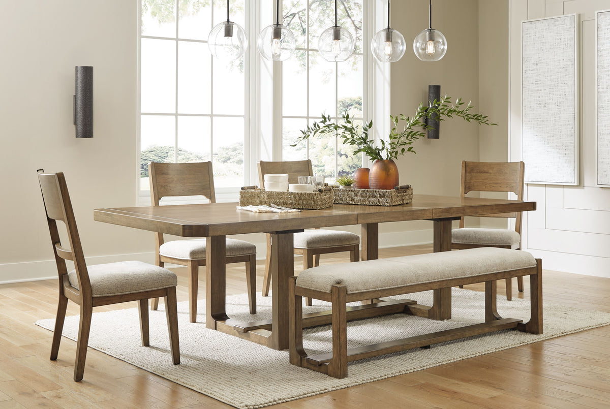 Cabalynn - Dining Room Set Light Brown 6 Pc. Table, 4 Chairs, Bench by Signature Design by Ashley® | Bel Furniture