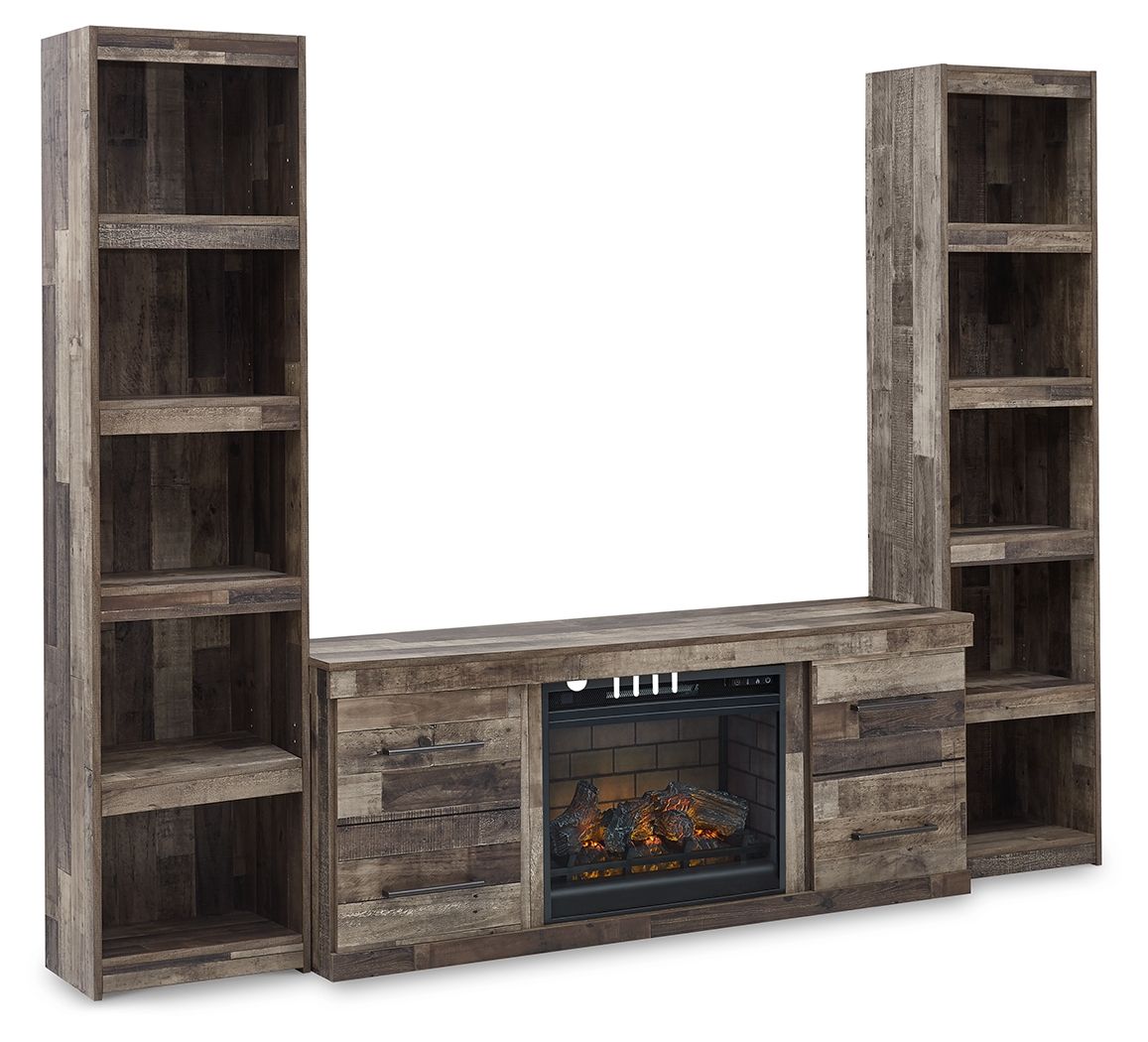 Derekson - Entertainment Center Dark Gray 3 Pc. Entertainment Center With Electric Fireplace by Signature Design by Ashley® | Bel Furniture