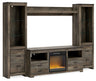 Trinell - 4-Piece Entertainment Center With TV Stand And Fireplace Insert Dark Brown 63" TV Stand And Glass Stone Fireplace Insert by Signature Design by Ashley® | Bel Furniture