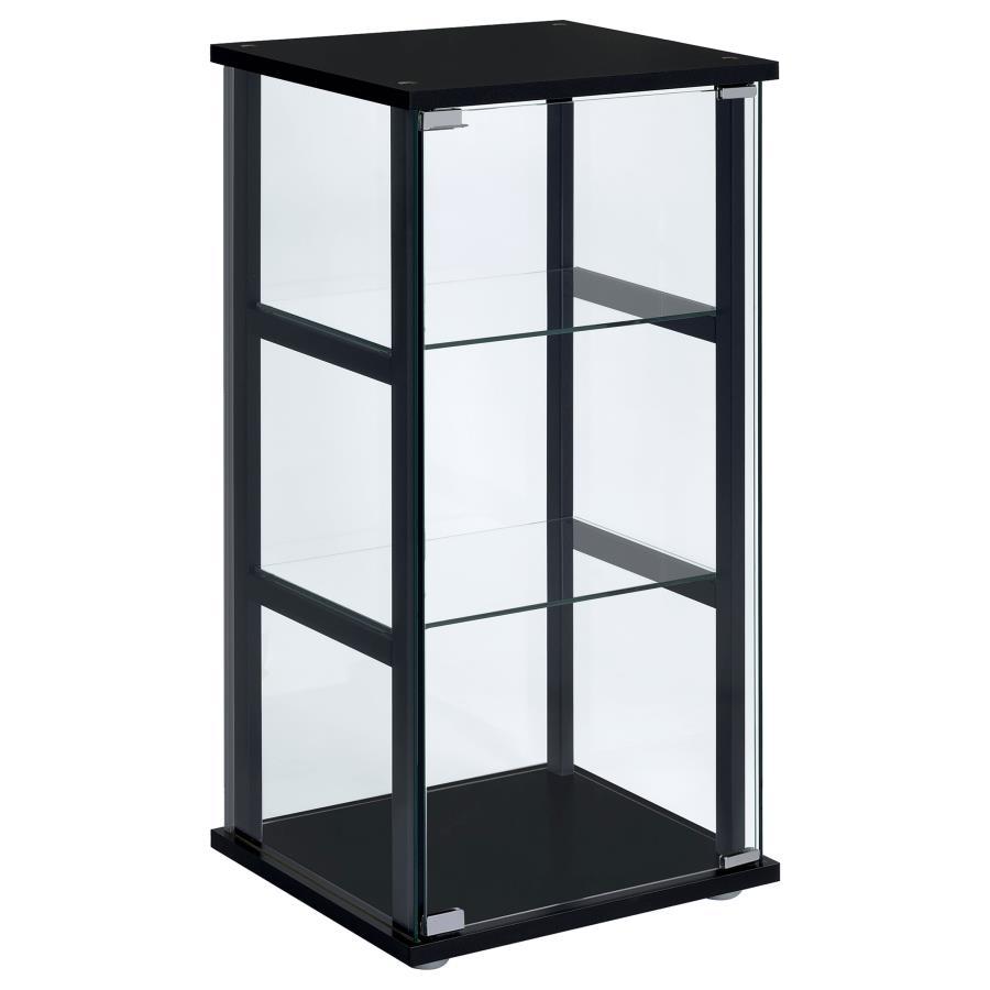Cyclamen - 3-Shelf Clear Glass Curio Display Cabinet - Black by CoasterEveryday | Bel Furniture