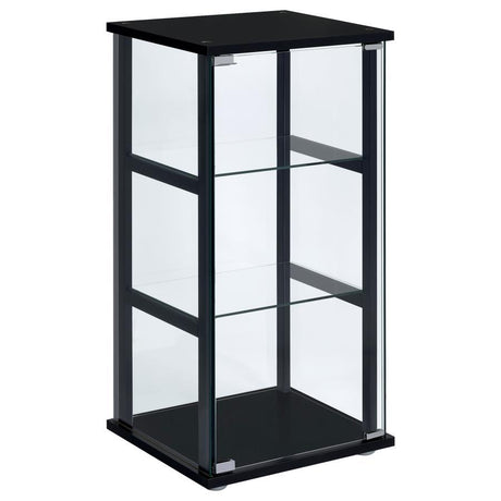 Cyclamen - 3-Shelf Clear Glass Curio Display Cabinet - Black by CoasterEveryday | Bel Furniture