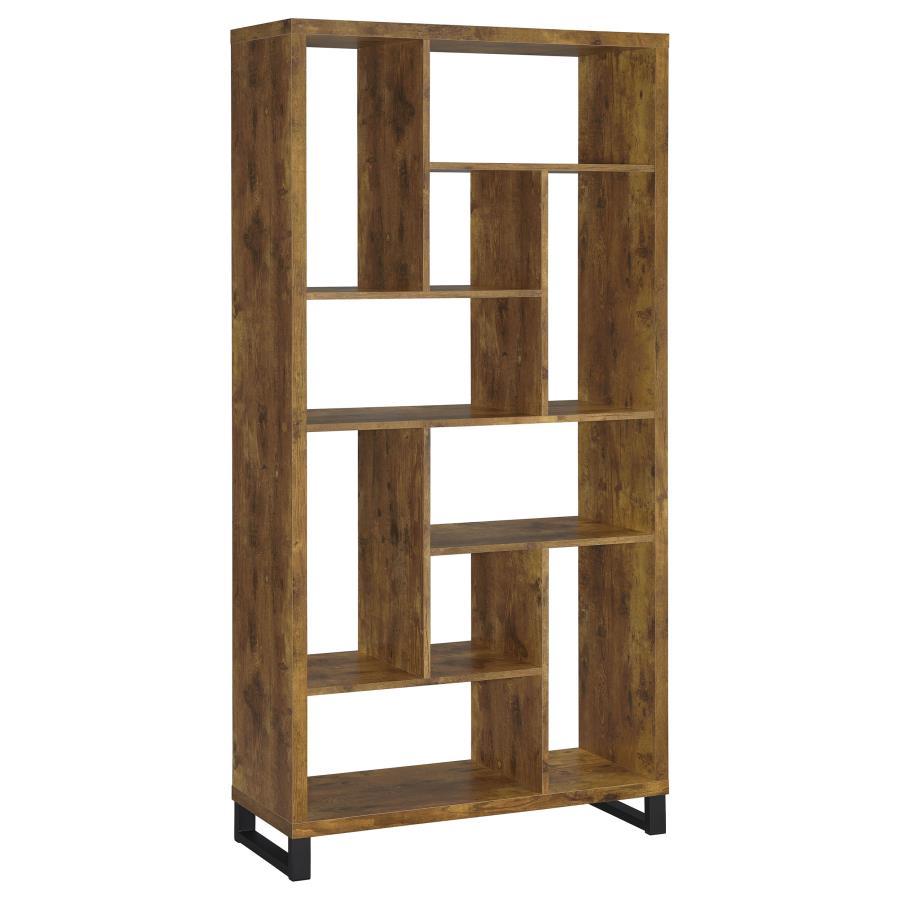 Delwin - 10-Shelf Bookcase - Antique Nutmeg