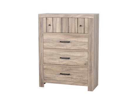 Modern Rustic 5-Drawer Chest with Distressed Wood Finish by Mollai Collections | Bel Furniture
