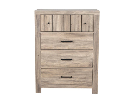Modern Rustic 5-Drawer Chest with Distressed Wood Finish by Mollai Collections | Bel Furniture
