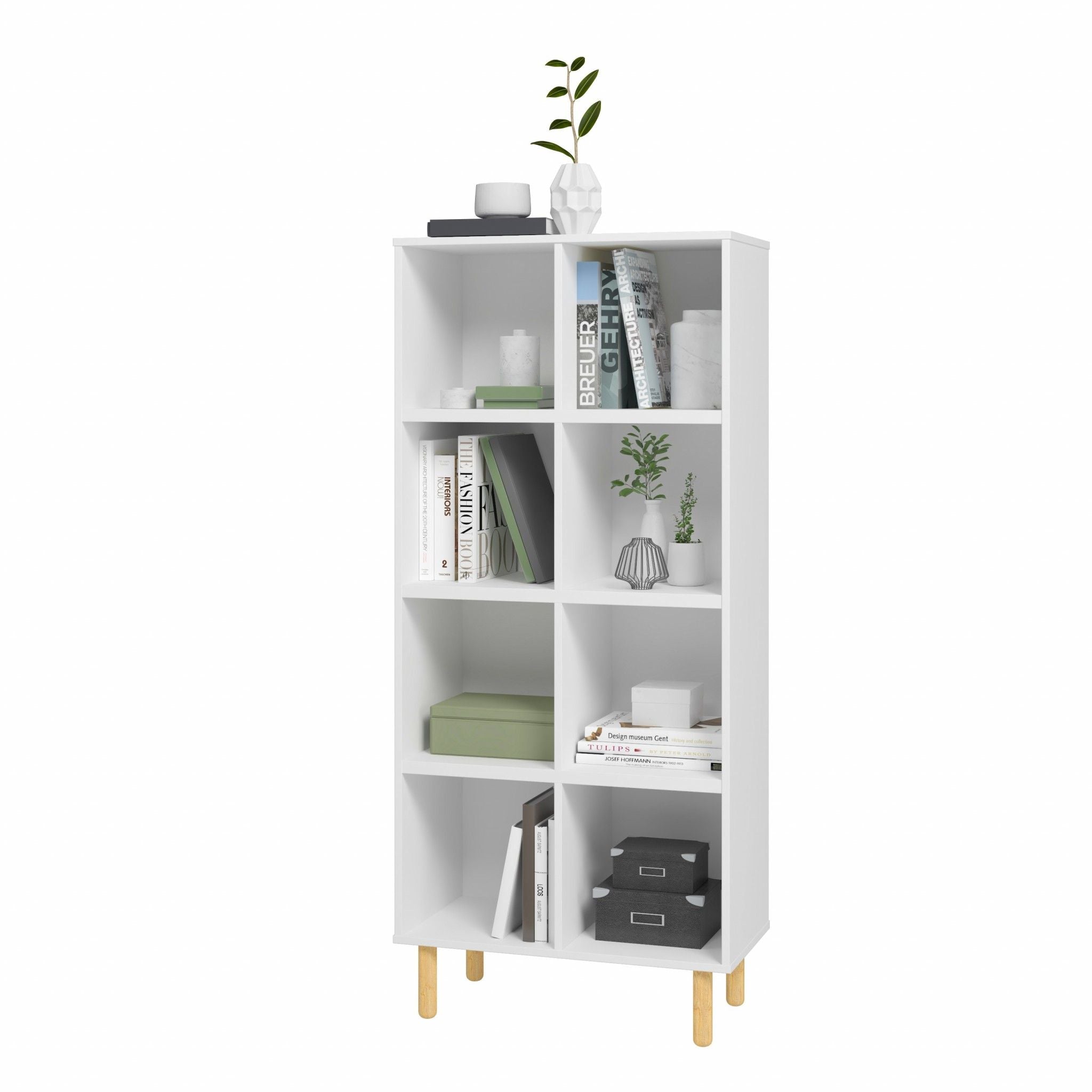Iko Tall Vertical Eight Cubbie Shelving Unit - White