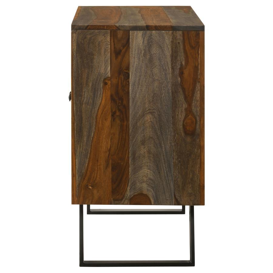 Mathis - 2 Door Sheesham Wood Storage Accent Cabinet - Gray