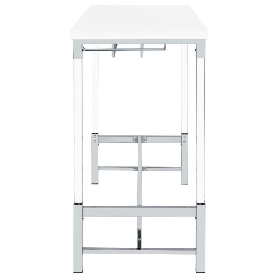 Norcrest - Acrylic Leg Bar Table - White High Gloss