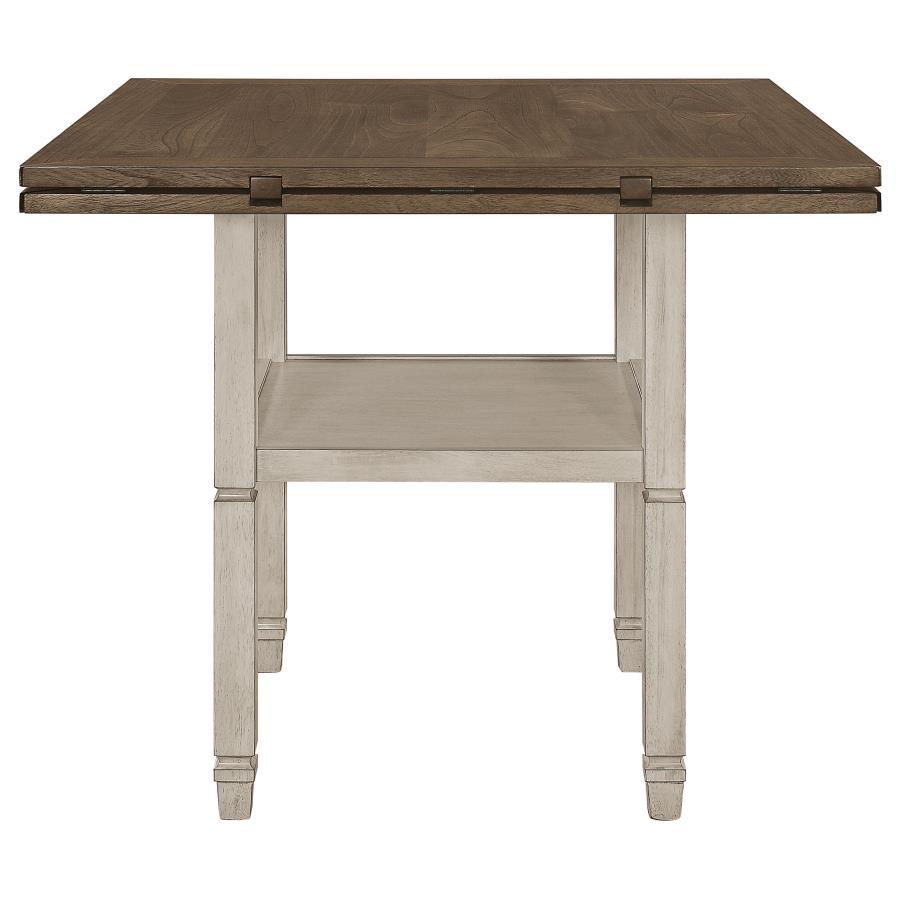 Sarasota - Counter Height Table With Shelf Storage - Nutmeg And Rustic Cream