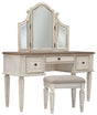 Realyn - White / Brown / Beige - Vanity/Mirror/Stool (Set of 3) by Signature Design by Ashley® | Bel Furniture