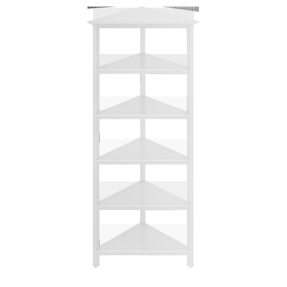 5 Tier Corner Bookcase - White