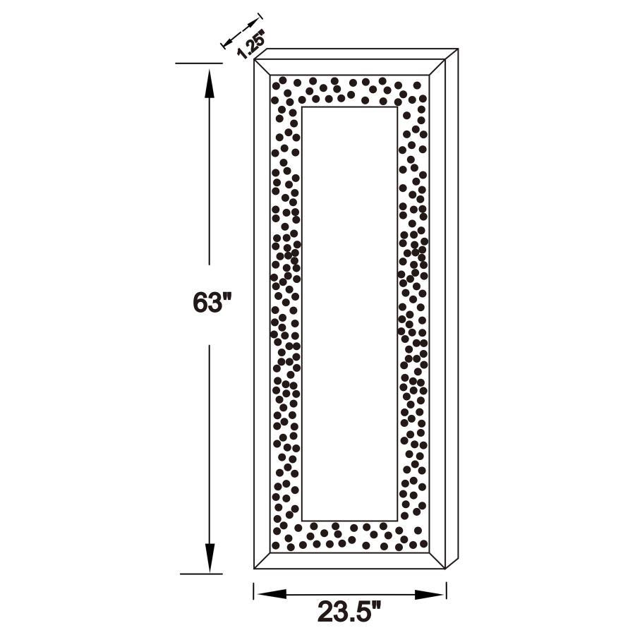 Valerie - Crystal Inlay Rectangle Floor Mirror - Silver