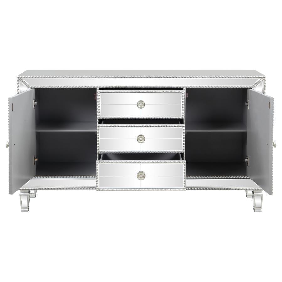 Leticia 3-Drawer Mirrored Storage Accent Cabinet - Silver