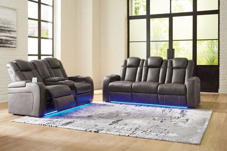 Fyne-dyme - Reclining Living Room Set Dark Gray 2 Pc. - Power Reclining Sofa, Power Reclining Loveseat by Signature Design by Ashley® | Bel Furniture