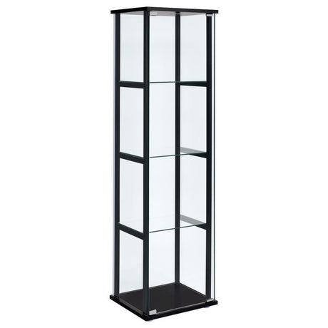 Cyclamen - 4-Shelf Clear Glass Curio Display Cabinet - Black by CoasterEveryday | Bel Furniture