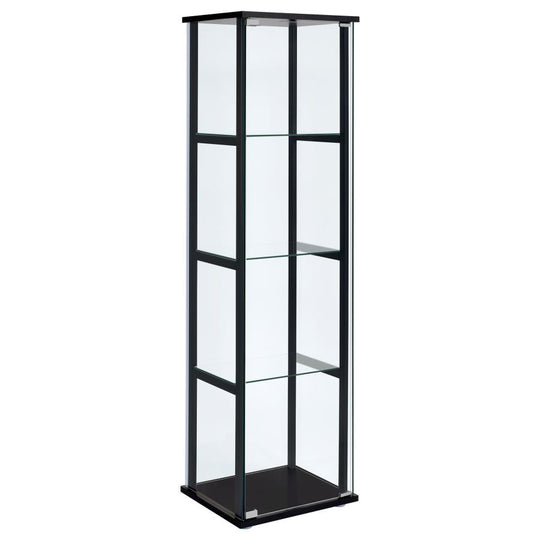 Cyclamen - 4-Shelf Clear Glass Curio Display Cabinet - Black by CoasterEveryday | Bel Furniture