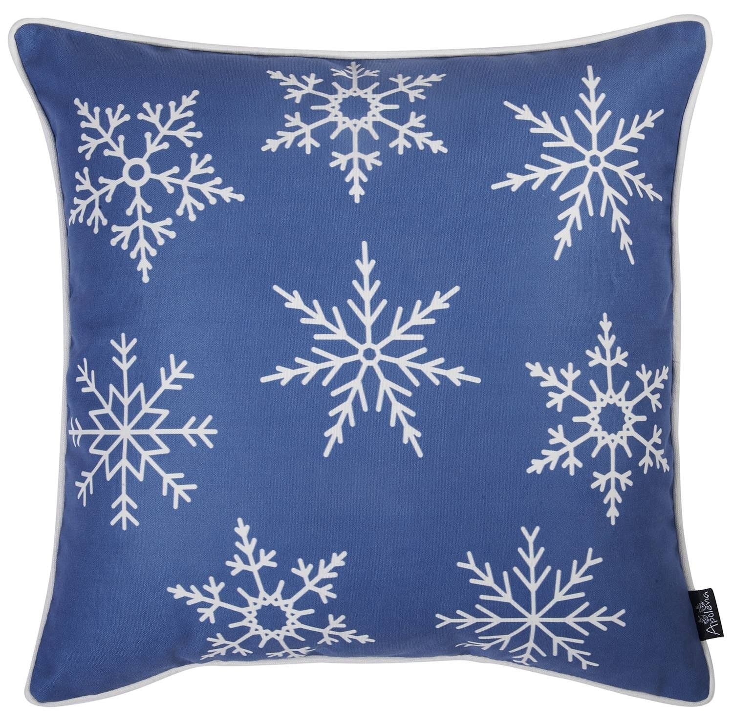 18"Lx18"D Zippered Polyester Christmas Reindeer Throw Pillow Cover (Set of 4) - Blue