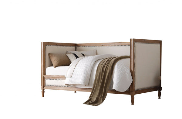 Nail Head Trim Twin Daybed - Oak And Linen