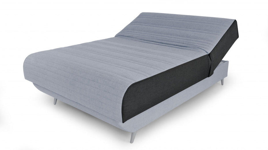 Adjustable Upholstered 100% Polyesterno Bed With Mattress - Light Gray