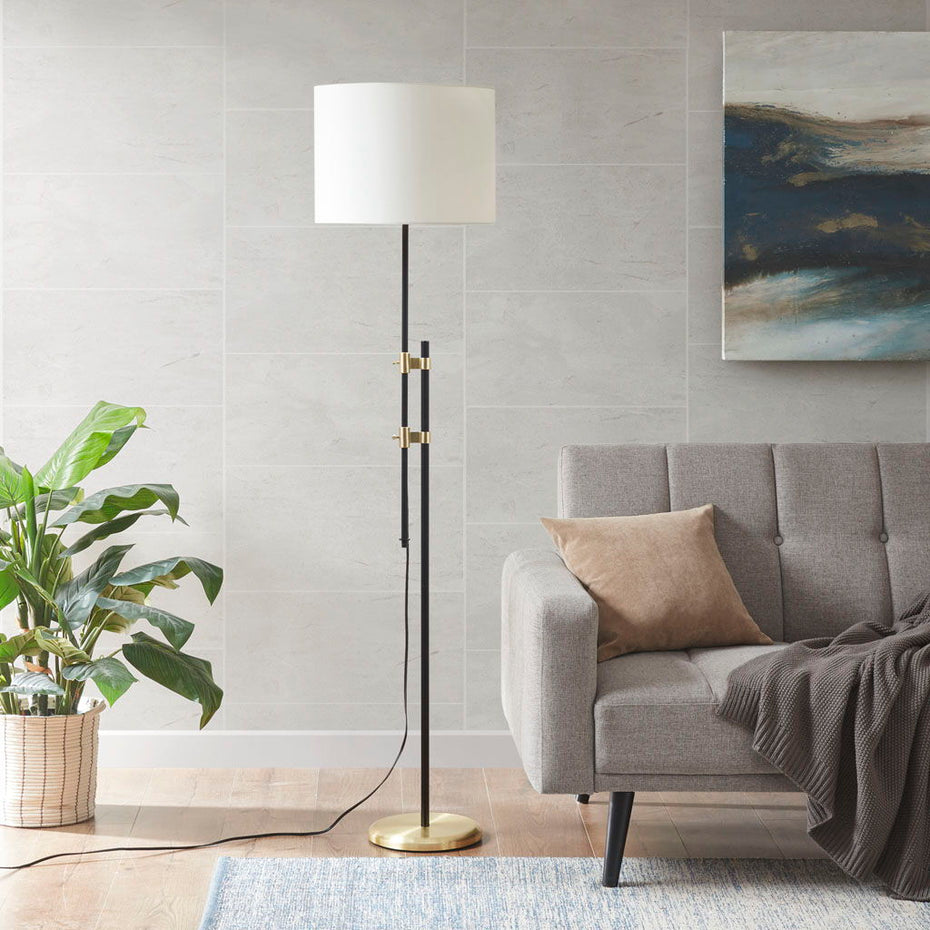Ellsworth - Asymmetrical Floor Lamp - Black / Gold