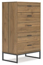 Deanlow - Honey - Five Drawer Chest by Signature Design by Ashley® | Bel Furniture
