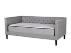 Gray Tufted Upholstered Twin Daybed with Nailhead Trim