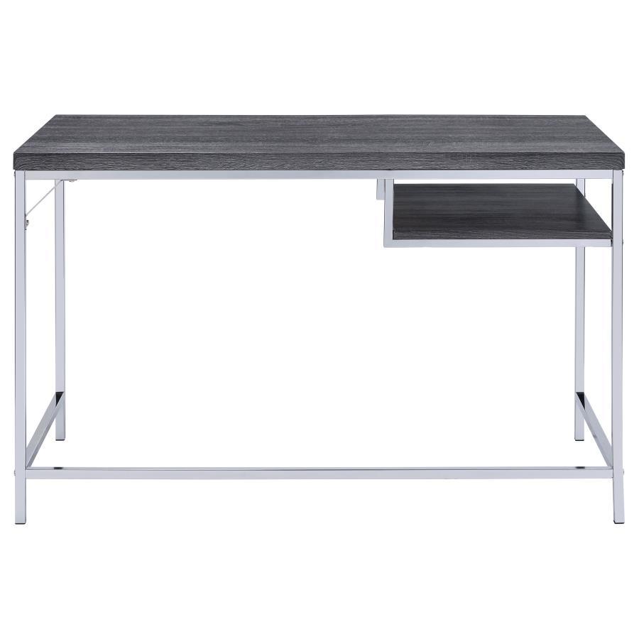 Kravitz - Rectangular Writing Desk - Weathered Gray And Chrome