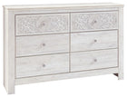 Paxberry - Six Drawer Dresser - Medallion Drawer Pulls - Whitewash