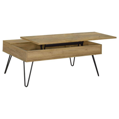 Fanning - Engineered Wood Lift Top Coffee Table - Golden Oak by CoasterEssence | Bel Furniture