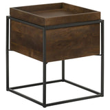 Ondrej - Square Accent Side Table Removable Tray - Dark Brown by CoasterEssence | Bel Furniture