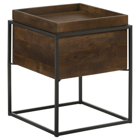 Ondrej - Square Accent Side Table Removable Tray - Dark Brown by CoasterEssence | Bel Furniture