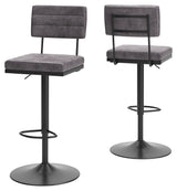 Strumford - Tall Swivel Barstool (Set of 2) Dark Gray by Signature Design by Ashley® | Bel Furniture