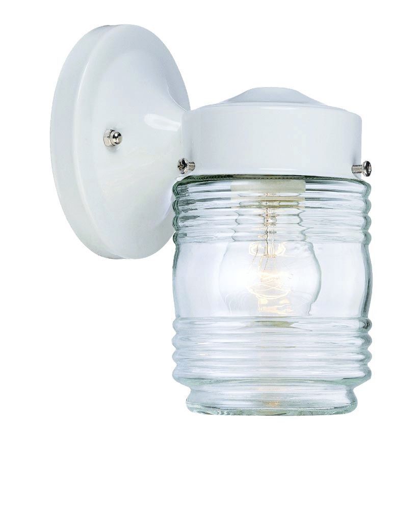 Standard Jelly Jar One Light Outdoor Wall Light - White