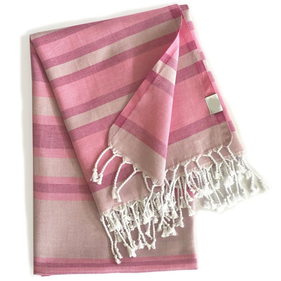 Striped Design Turkish Beach Blanket - Shades Of Pink