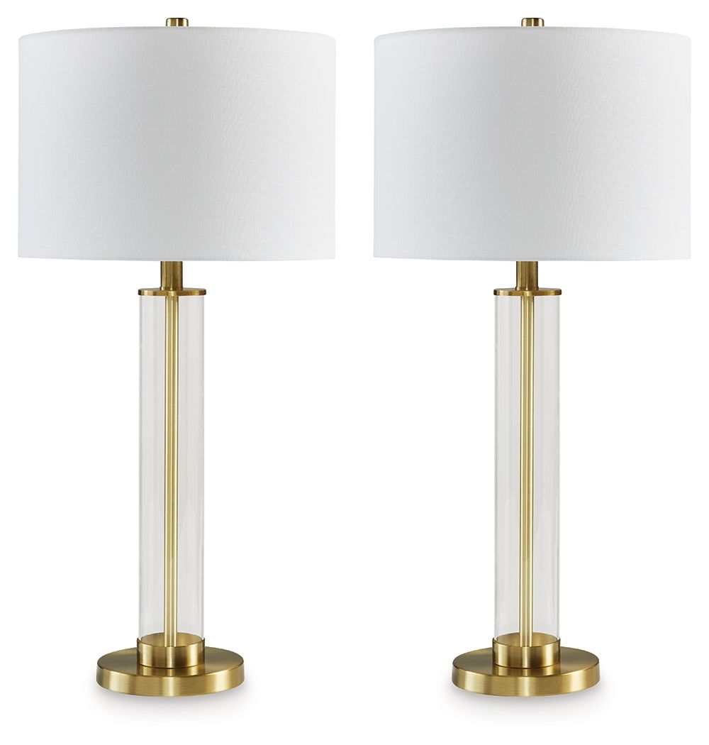 Orenman - Clear / Brass Finish - Glass Table Lamp (Set of 2) by Signature Design by Ashley® | Bel Furniture