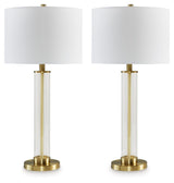 Orenman - Clear / Brass Finish - Glass Table Lamp (Set of 2) by Signature Design by Ashley® | Bel Furniture