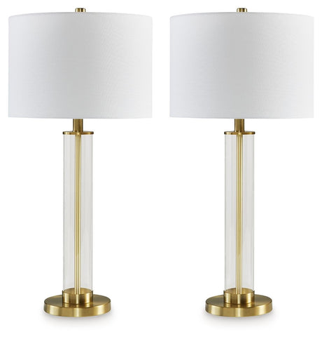 Orenman - Clear / Brass Finish - Glass Table Lamp (Set of 2) by Signature Design by Ashley® | Bel Furniture
