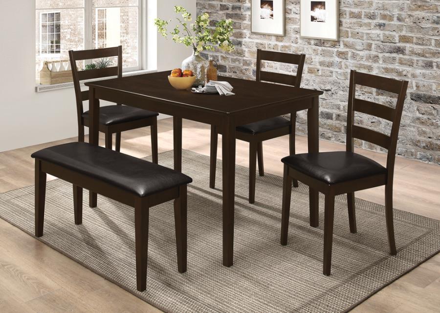 Guillen - 5 Piece Rectangular Dining Table Set - Cappuccino by CoasterEveryday | Bel Furniture