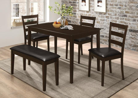 Guillen - 5 Piece Rectangular Dining Table Set - Cappuccino by CoasterEveryday | Bel Furniture