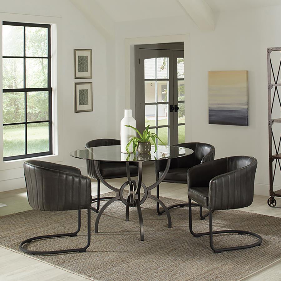 Banner - Upholstered Dining Chair - Anthracite And Matte Black