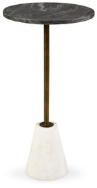 Caramont - Accent Table with White Base - Black / White / Gold Finish