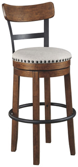 Valebeck - Tall Upholstered Swivel Barstool Dark Brown by Signature Design by Ashley® | Bel Furniture