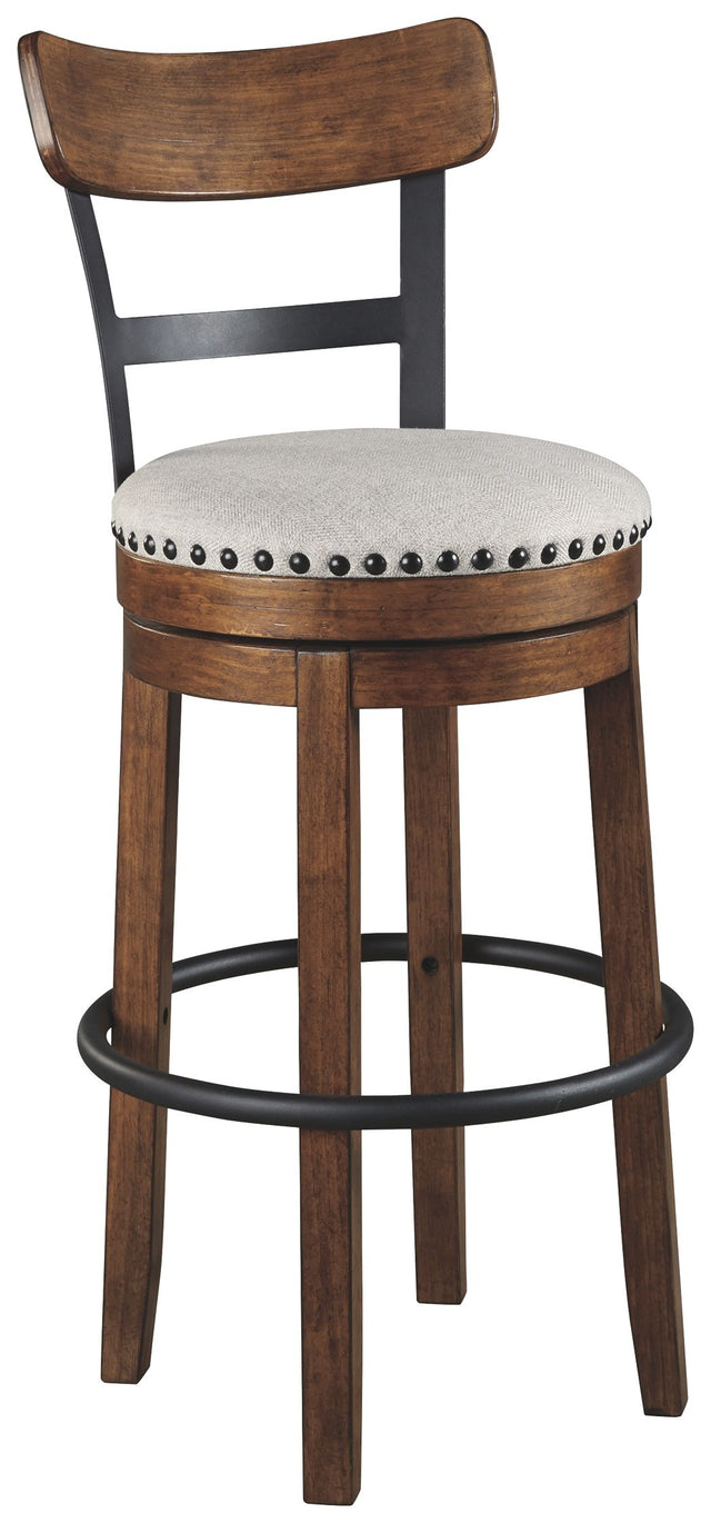 Valebeck - Tall Upholstered Swivel Barstool Dark Brown by Signature Design by Ashley® | Bel Furniture