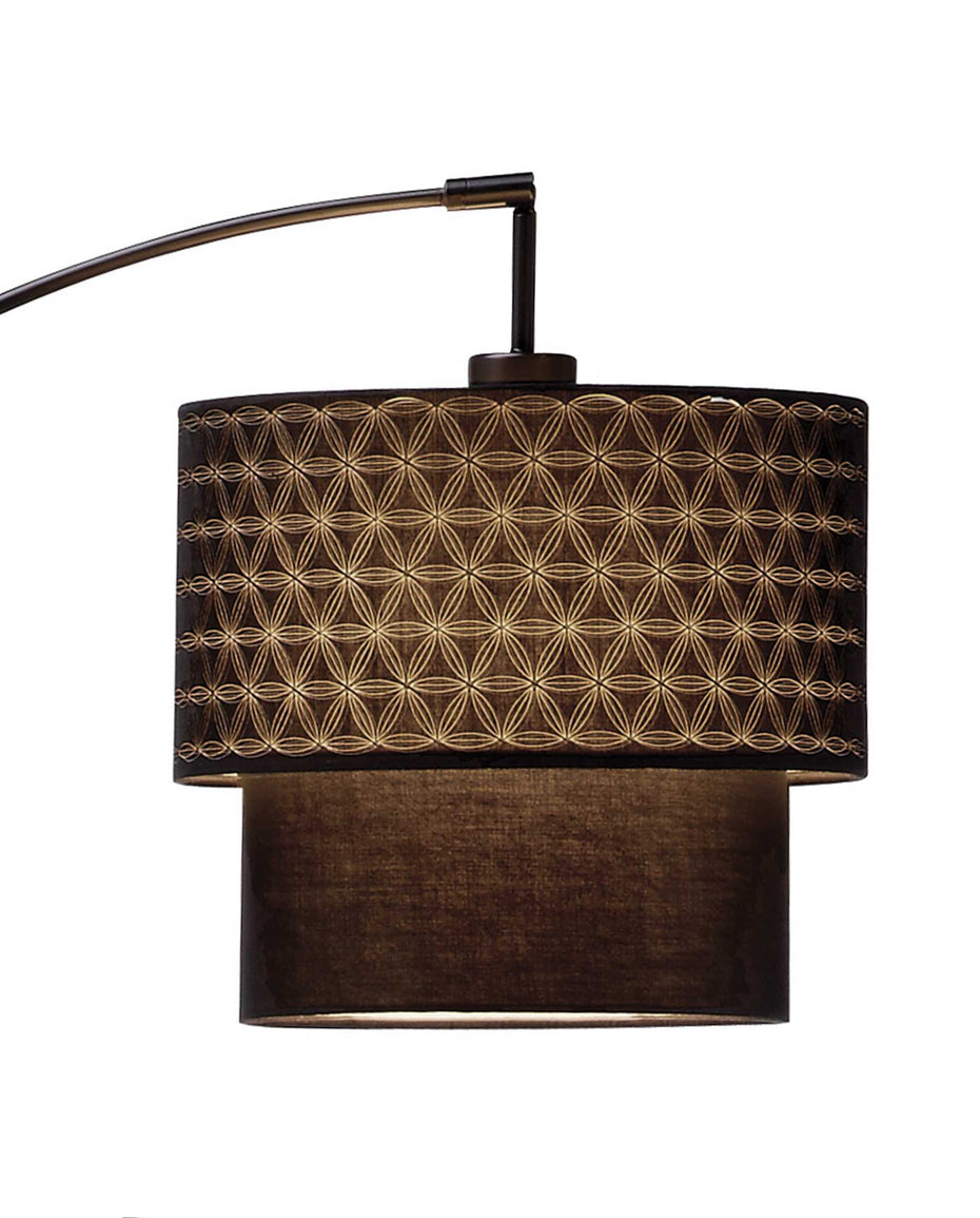 Arched Floor Lamp With Drum Shade - Brown
