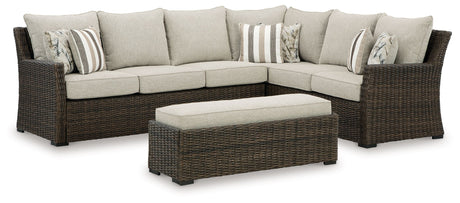 Brook Ranch - Brown - Sofa Sectional, Bench With Cushion (Set of 3) by Signature Design by Ashley® | Bel Furniture