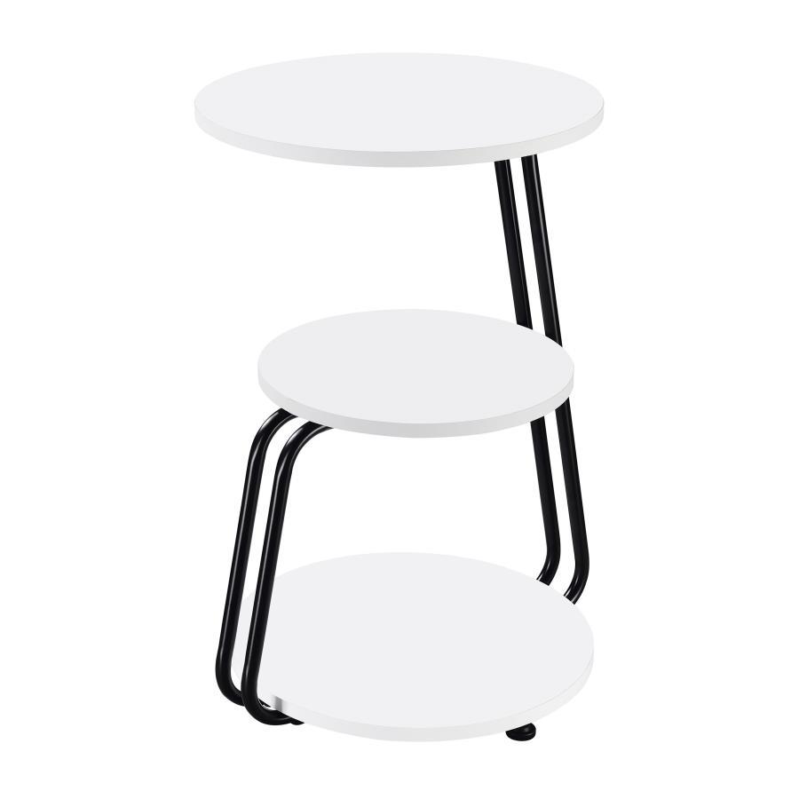 Hilly - 3-Tier Round Accent Side Table - White And Black by Coaster Fine Furniture | Bel Furniture