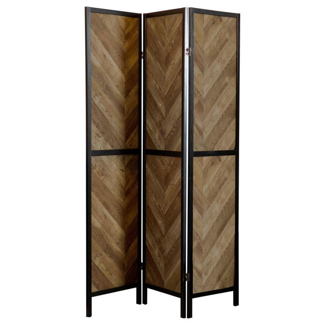 Marlene - 3-Panel Room Divider Folding Screen - Rustic Tobacco by CoasterEveryday | Bel Furniture