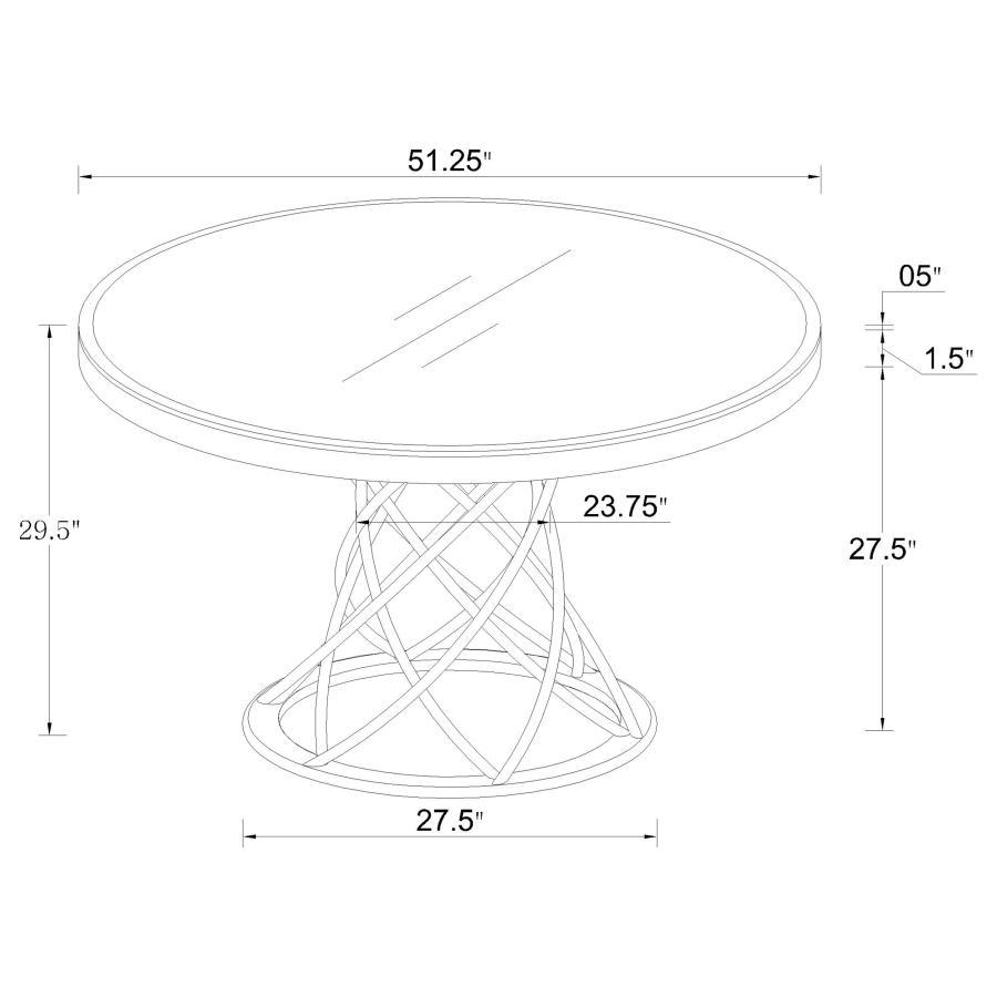 Irene - 5 Piece Round Glass Top Dining Set - White And Chrome