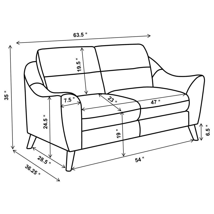 Gano - Sloped Arm Upholstered Loveseat - Navy Blue