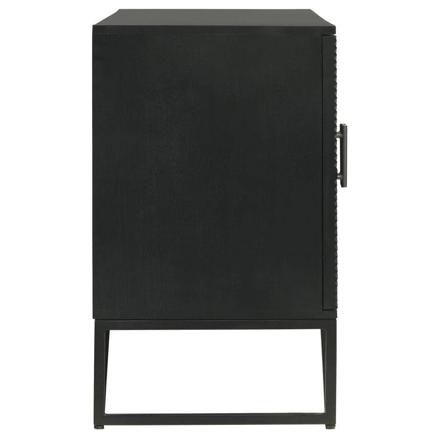 Riddell - 3 Door Wood Reeding Accent Cabinet - Matte Black