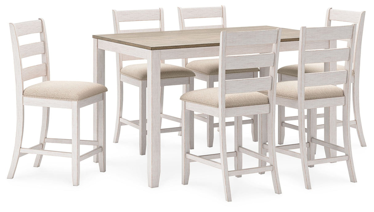 Skempton - White / Light Brown - Counter Height Dining Table and Bar Stools (Set of 7) by Signature Design by Ashley® | Bel Furniture